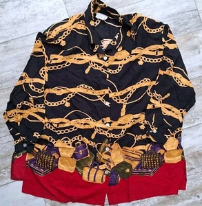 Camicia donna equitazione stampa bit 26W 3XL corda cavallo catena bottoni preppy - Foto 1 di 8