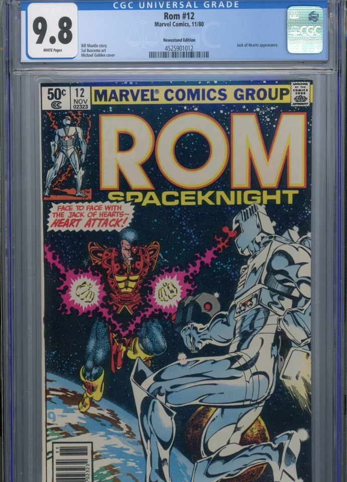 ROM #12 MT 9.8 CGC WHITE PAGES JACK OF HEARTS APP. NEWSTAND ED. GOLDEN COVER - Image 1 of 1