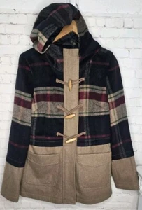 Rampage Navy Blue Brown Pea Coat Womens Jacket Size M Toggle Zipper NWOT - Picture 1 of 12