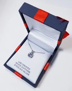 Collar de plata de ley con zafiro redondo blanco creado por JCPenney Lab - Imagen 1 de 5