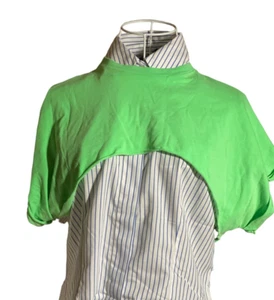 Bershka Top Women Small Cropped Green T-Shirt Shrug Layering Short Sleeve XS - Picture 1 of 6