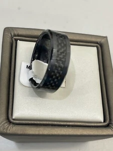 8mm Tungsten Carbide ring Black Carbon Fiber inlay Wedding Band mens All Sizes - Picture 1 of 2