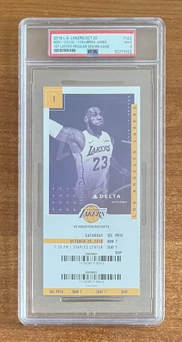 PSA 9 - LEBRON JAMES LAKERS HOME DEBUT - 2018 NBA LAKERS FULL TICKET - OCT 20 Cover
