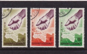 BURUNDI #42-44 USED "FREEDOM FROM HUNGER" CAMPAIGN (MAP OF AFRICA & EUROPE - Foto 1 di 1
