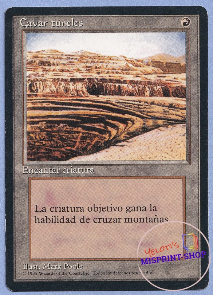 Burrowing Mtg MISPRINT. Printed with Strip Mine picture and background. Spanish  - Imagen 1 de 4