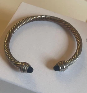 David Yurman Classic Cable 5mm Bracelet With 14K Gold & Black Onyx - Picture 1 of 6