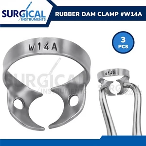 3 Pcs Endodontic Rubber Dam Clamps #W14A Stainless Steel German Grade - Picture 1 of 7
