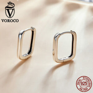 Boucles d'oreilles carrées simples en argent sterling 925 Voroco fête femmes cadeau