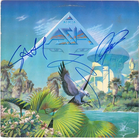 Steve Howe, Jon Wetton, Geoff Downer Asia Autographed Album Cover JSA Cover