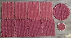 Homespun Emaús PA Lote Rojo Placa Porta Olla Flecos 11 x 14 Cheque Reversible - Imagen 1 de 17