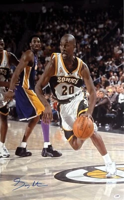 Gary Payton Signed 20x30 Super Sonics Photo W Kobe Bryant PSA 4A23529 - Image 1 of 2