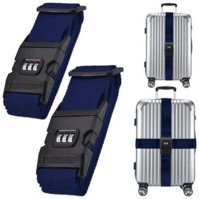 2 Koffer Gurte Zahlenschloss DUNLOP Kombischloss Gepäck Bänder Zahlenkombination - Bild 1 von 4