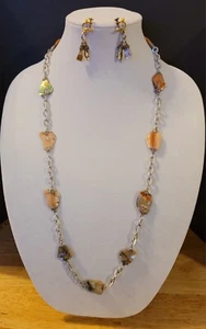 Vintage Germany Abalone Muschel Halskette und Ohrringe Schmuckset - Bild 1 von 24