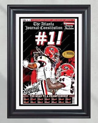 2022 Georgia Bulldogs '#1' College Football National Champions Framed Newspaper - Image 1 of 4