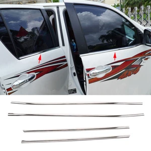 4x Molduras de puerta de borde de ventana inferior de acero cromado para T@yota Hilux Revo 2015-2021 - Imagen 1 de 7