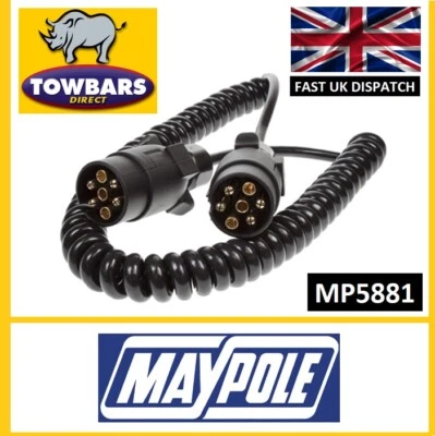 7 Pin 2.5m Extension Suzie Curly Cable Ifor Williams,Indespension Trailer Lights - Image 1 of 4