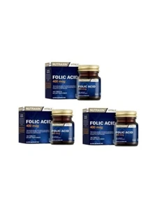 Folic Acid 400 mcg –3 X 100 Tablets – Supports Pregnancy & Neural Tube Health - Picture 1 of 1