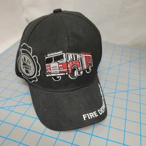 Black Deluxe Fire Department Low Profile Baseball Hat Cap - Picture 1 of 7
