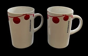 Set Of 2 Starbucks 2012 Christmas Holiday Coffee Cup Mug Red Ornaments 10.8 oz - Picture 1 of 6