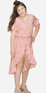 NWT Justice Girls Ruffle High Low Maxi Skirted  Romper Warm Mocha Size 6 - Picture 1 of 2