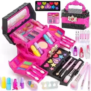 54 Pcs Kids Makeup Kit for Girls, Princess Real Washable Pretend Play Cosmetic S - Picture 1 of 6