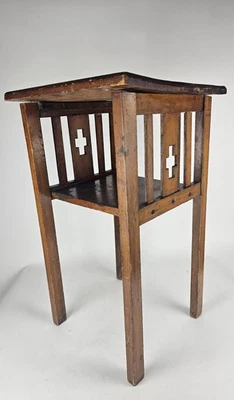 RARE Antique MISSION STYLE Wood Cutout CROSS Arts & Craft Table CHURCH Furniture - Image 1 of 4