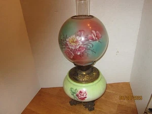 Antique Royal Duplex Gone With The Wind Hand Painted Kerosene Oil Lamp 1890s - Bild 1 von 7