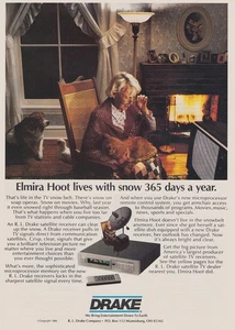 1985 Drake Satellite Receiver: Elmira Hoot Lives With Snow 36 Vintage Print Ad - Picture 1 of 1