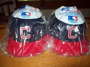 (2) Vintage 1969 Cleveland Indians MLB Full Size Replica Plastic Batting Helmet - Picture 1 of 5