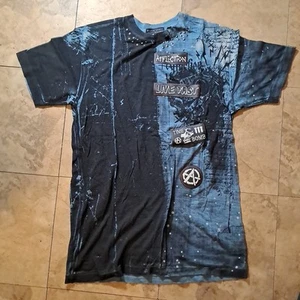 AFFLICTION BLACK LABEL Brixton Metal Tee Size Medium Made In Usa - Picture 1 of 12