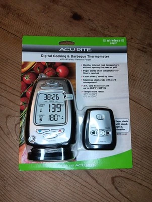AcuRite Digital Cooking & Barbeque Thermometer with Wireless Remote Pager - NEW - Image 1 of 4