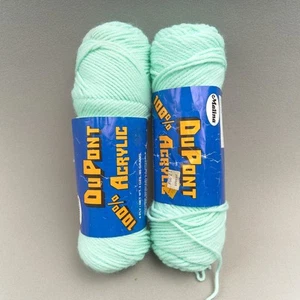 Vintage Yarn Dupont Acrylic Two Skeins Light Mint Green 4 Ply New - Picture 1 of 9