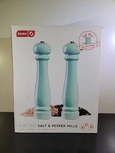 Electric Aqua Pepper & Salt Mills 12” Tall Light Weight Plastic New Open Box - Picture 1 of 8