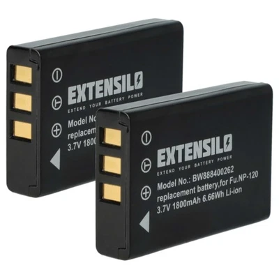 EXTENSILO 2x Batteria per Fuji / Fujifilm NP-120 1800mAh 3,7V