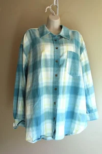 Clean Grunge Baumwoll Flanell Hemd blau kariert XXL 1X plus Universalfaden dick - Bild 1 von 7