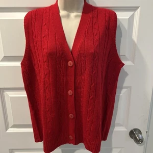 NUEVO Chaleco Suéter Turtle Bay New York Talla L Rojo Tejido con Cable Botón Frontal (L8) - Imagen 1 de 6