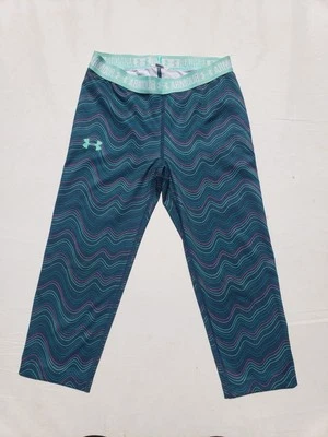 Under Armour Girls Capri Size 10 12 Athletic Lines Green Blue Pink - Image 1 of 4