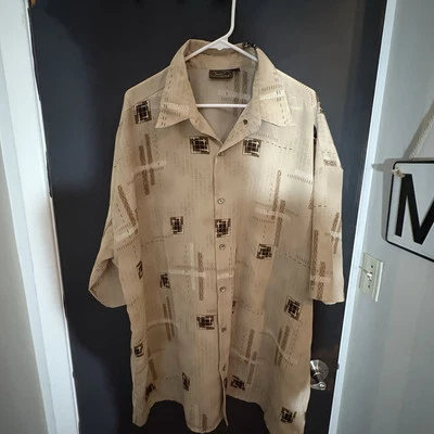 Vintage Monzini Collection Men’s 3XL Shirts- Browns& Tans Geometric Design  - Image 1 of 4