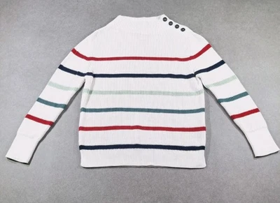 Barbour Shoreward Knit Womens Jumper UK 10 Cotton Nautical Striped Funnel Neck - Image 1 of 4