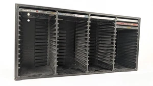 Estante de almacenamiento de CD de madera negra con ranuras de resorte para 56 CD 54x26x15 cm - Imagen 1 de 17
