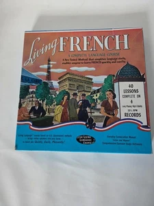 Living French Language Course Box Set with Manual and 33 RPM Records Vintage - Picture 1 of 10