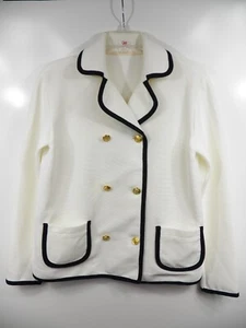 JUNKO SHIMADA WOMENS 9 MEDIUM BLAZER JACKET IVORY WHITE BLACK POLYESTER JAPAN - Bild 1 von 8