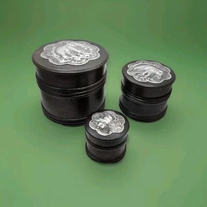 Wooden Stash Boxes With Elephant Seal. 3 In 1 - Picture 1 of 4