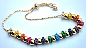 Stunning Signed KARL LAGERFELD Multicolored Rainbow Rhinestones/Crystal Bracelet - Picture 1 of 5