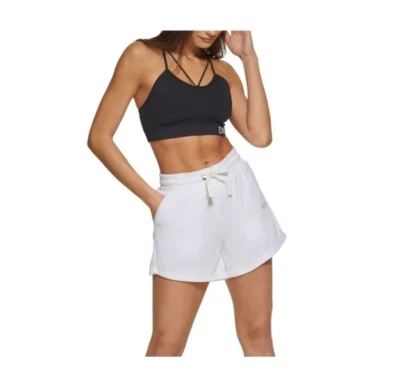 DKNY 运动女式毛圈布休闲短裤白色 M 码 400035 — 第 1/4 张图片
