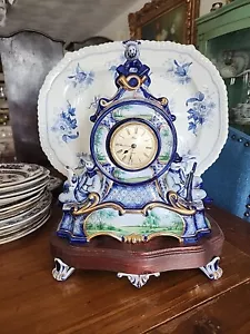 Hermle Porcelain Delft Hand Painted Table Top Clock Quartz Porcelain Feet - Picture 1 of 24