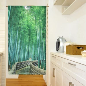 NOREN Door Curtain Japanese Doorway Divider Tapestry 85X150cm Green Bamboo Grove
