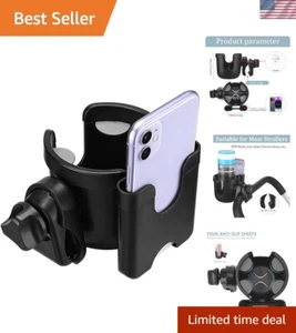 Universal Stroller Cup Holder with Phone Holder - Convenient Adjustable Design - Picture 1 of 11