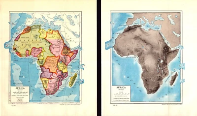2 "AFRICA" Antique original Political, Relief maps 1906 - Image 1 of 3
