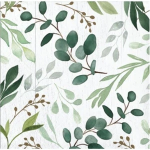 Eucalyptus Greens Beverage Napkins 16 Pack Floral Wedding Bridal Decorations - Picture 1 of 2